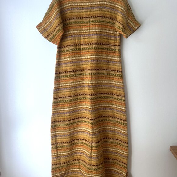 Vintage Woven Hippy Dress "Earth Mother" Caftan Maxi Retro 60s 70s Boho Ethnic - Picture 11 of 12